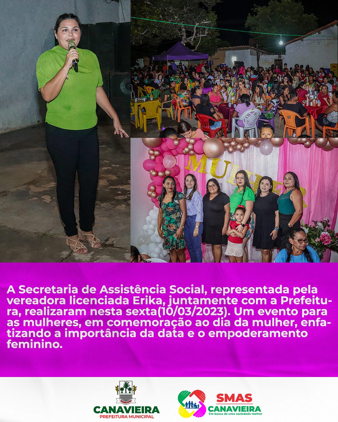  A Secretaria de Assistência Social realiza Um evento para as mulheres, em comemoração ao dia da mulher,